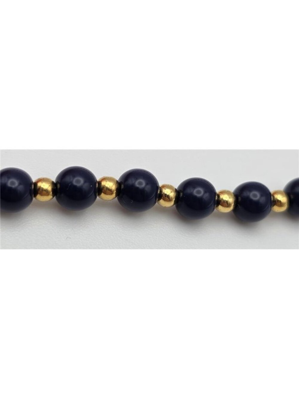 Vintage Monet Navy Blue Lucite Ball Bead Necklace Gold Tone 27 In Classic - Picture 4 of 8